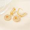 Valentine's Day Brass Clear Cubic Zirconia Flat Round with Hollow Star Hoop Earrings MG0882-2-1