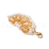 Orange Glass Pearl & Glass Beads Pendant Decorations HJEW-TA00336-03-4