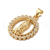 Brass Micro Pave Clear Cubic Zirconia Pendants ZIRC-G152-48G-1-2