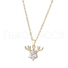 Christmas Deer Head Glass Pendant Necklaces NJEW-TA00142-1