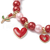 Valentine's Day Glass Pearl Stretch Bracelets for Women BJEW-JB11441-4