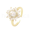 Brass Micro Pave Clear Cubic Zirconia Cuff Rings for Women RJEW-A062-03G-2