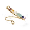 Natural Mixed Gemstone Braided Beaded Chakra Open Cuff Ring RJEW-JR00548-6