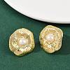 304 Stainless Steel ABS Plastic Pearl Stud Earrings STAS-D368-01C-G-3