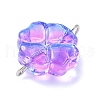7Pcs 7 Colors Transparent Spray Painted Glass Connector Charms PALLOY-JF03520-01-4