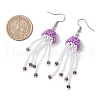 Glass Seed Beaded with Acrylic Beads & Glass Pearl Round Bead Jellyfish Dangle Earrings EJEW-MZ00435-03-3