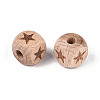 Engraved Beech Wood Beads WOOD-N015-08A-2