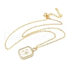 Brass Micro Pave Clear Cubic Zirconia Enamel Rectangle Pendant Necklaces for Women NJEW-S449-03A-G-4