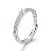 Anti-Tarnish Adjustable Rhodium Plated 925 Sterling Silver Finger Ring Components X-STER-F048-15P-1