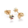 Brass Micro Pave Cubic Zirconia Stud Earrings EJEW-L224-13G-2