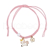 Flower & Unicorn Alloy Enamel Charm Bracelets BJEW-JB11696-03-2
