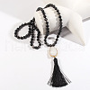 Bohemian Oval Natural Druzy Agate Tassel Pendant Necklaces FS-WGAFDEB-02-1