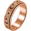 201 Stainless Steel Moon and Star Rotatable Finger Ring MOST-PW0001-005D-04-1