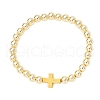 3Pcs Electroplate Non-magnetic Synthetic Hematite Round Beads Stretch Bracelets for Women BJEW-JB11943-3