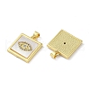 Rack Plating Brass Micro Pave Clear Cubic Zirconia Pendants KK-K341-44G-01-2