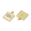 Rack Plating Brass Micro Pave Clear Cubic Zirconia Pendants KK-K341-44G-01-2