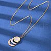 304 Stainless Steel Roman Numeral 3 Ring Pendant Necklaces NJEW-V001-06P-01-1
