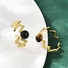 316 Stainless Steel with Natural Mixed Gemstone Cuff Rings RJEW-Z098-01G-03-3