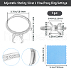 Beebeecraft 1Pc Adjustable Rhodium Plated Sterling Silver Finger Ring Components STER-BBC0006-95P-2