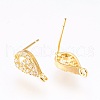 Brass Micro Pave Cubic Zirconia Stud Earring Findings KK-F753-04G-RS-2