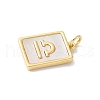 Brass Pave Natural White Shell Pendants KK-S522-09G-L-3