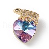 Real 18K Gold Plated Rack Plating Brass Micro Pave Clear Cubic Zirconia Pendants KK-C015-06G-03-1
