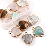 12Pcs 6 Style Electroplate Natural Gemstone Pendants G-LS0002-09-3