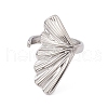 304 Stainless Steel Shell Shape Cuff Ring for Women RJEW-C045-25P-2