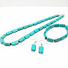 Rectangle Synthetic Turquoise Beaded Necklaces & Beaded Bracelets & Dangle Earrings Sets FS-WG10203-01-3