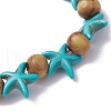 Beach Starfish Dye Synthetic Turquoise Beaded Stretch Barcelets BJEW-JB10293-01-4
