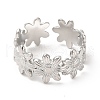 304 Stainless Steel Sunflower Open Cuff Ring for Women RJEW-E063-08P-2