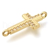Brass Pave Clear Cubic Zirconia Connector Charms KK-M101-02G-G01-2