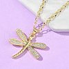 Brass Micro Pave Clear Cubic Zirconia Pendant Necklaces NJEW-D306-01G-B-4