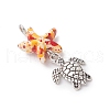 7Pcs 7 Styles Dyed Synthetic Turquoise Starfish & Alloy Sea Animals Pendants PALLOY-JF03754-5