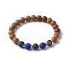 Natural Wenge Wood Stretch Bracelet for Men Women BJEW-JB06759-5