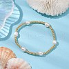 Oval Natural Cultured Freshwater Pearl & Glass seed Beaded Stretch Bracelets for Women BJEW-JB10536-2