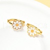 Daisy Brass Enamel Hoop Earrings for Women EJEW-G434-02G-2