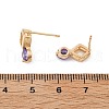 Rhombus & Flat Round Brass Micro Pave Cubic Zirconia Stud Earrings for Women EJEW-G428-20G-03-5