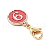 Flat Round with Number 0~9 Alloy Enamel Pendant Decorations HJEW-JM03116-5