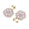 Flower Handmade Glass Seed Beads & Shell Pearl Dangle Stud Earrings EJEW-MZ00361-02-4