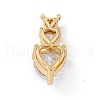 Eco-Friendly Brass Clear Cubic Zirconia Pendants ZIRC-C027-02G-RS-2