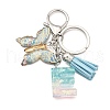 26Pcs Transparent Epoxy Resin & Transparent Acrylic & Faux Suede Tassel Keychain KEYC-JKC01202-05-2