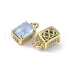 Brass Micro Pave Cubic Zirconia Charms with Glass Crystal KK-Q039-02G-2