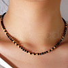 Black Faceted Cube Glass & Metal Beaded Necklaces for Women YD1543-1