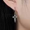 Anti-Tarnish Rhodium Plated 925 Sterling Silver Dangle Hoop Earrings for Women IR4666-2-2