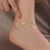 Love Heart 304 Stainless Steel Double Layer Anklets for Women FS-WG96390-01-1