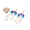Glass Beaded Ring with Teardrop Dangle Earrings EJEW-JE05263-3
