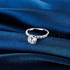 Rhodium Plated 925 Sterling Silver Cubic Zirconia Finger Ring for Women RJEW-L124-002P-5