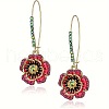 Flower Alloy Rhinestone Hoop Earrings FS-WGCEEA6-01-1