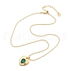 304 Stainless Steel Green Cubic Zirconia Pendant Neckalces for Women NJEW-C078-01A-G-4
